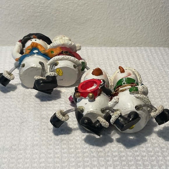 Holiday Christmas Santa/Snowman & Snowman/Penguin Spring Legged Shelf Sitter - Picture 9 of 9